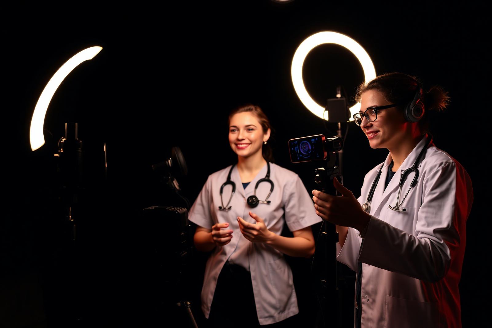 Healthcare creators filming educational social content